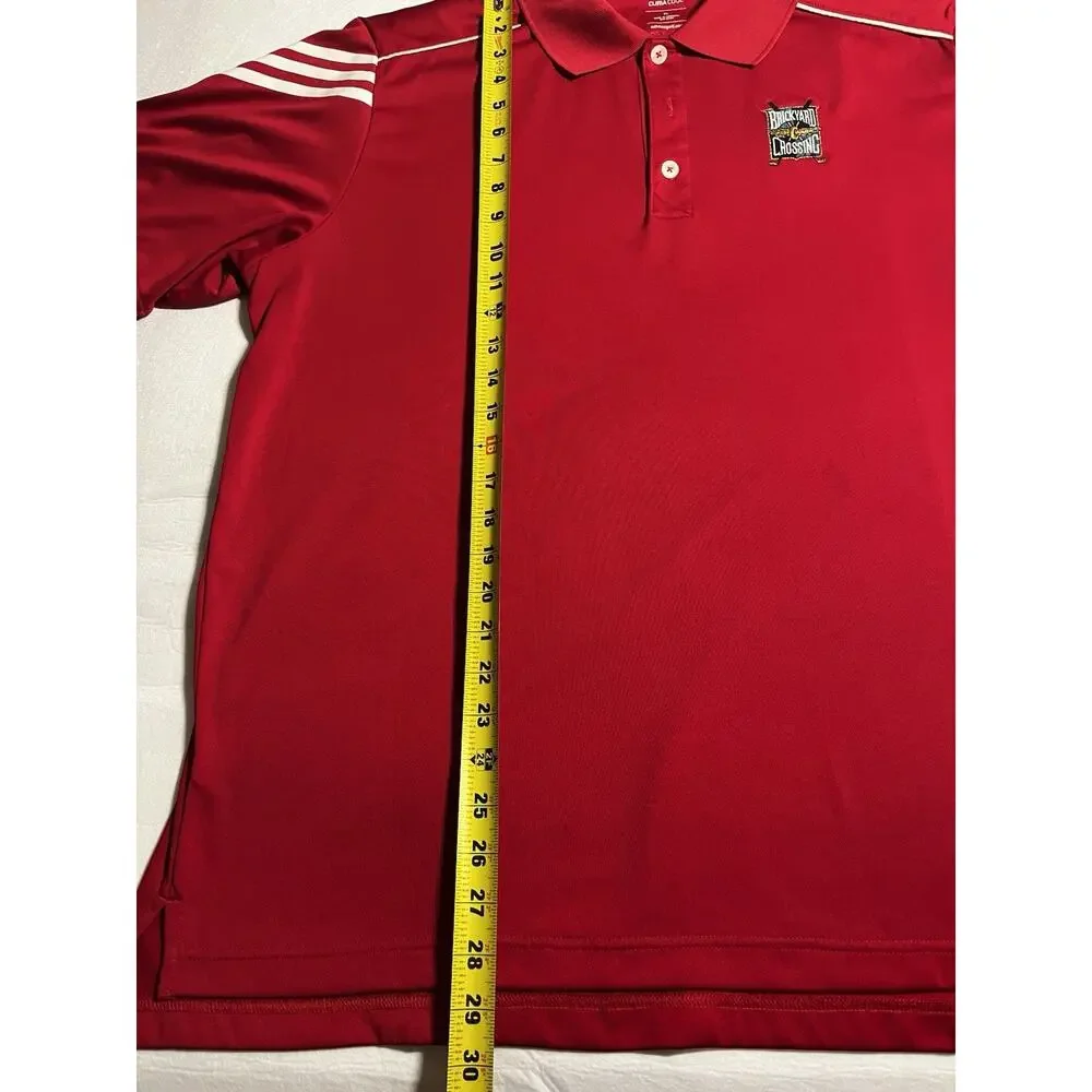 Adidas Brickyard Crossing Golf Polo Men’s XL Red Climacool 3 Stripe Indianapolis